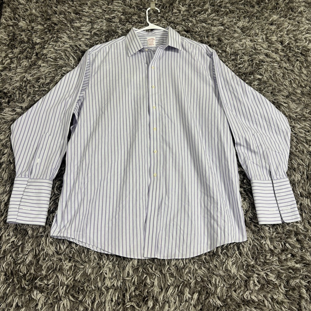 Brooks Brothers Madison Shirt 17.5 34 Non-Iron Supima Cotton French Cuff Striped